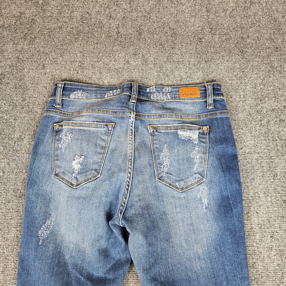 Judy Blue Skinny Fit Distressed Leopard Patch Jeans Medium Wash JB8265MD 9/29 - Picture 12 of 12